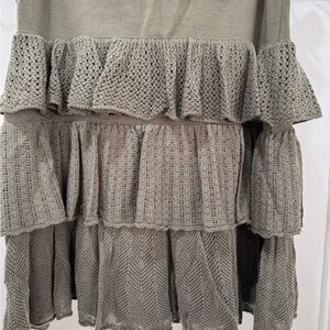 Ralph Lauren ‘Rugby’ Khaki Silk Mini Skirt with Ruffled Tiers